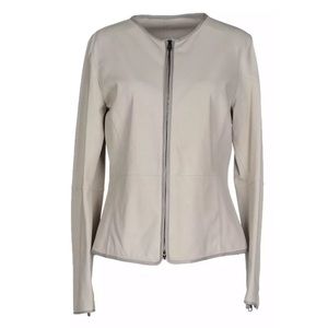 Emporio Armani women’s beige leather blazer size46